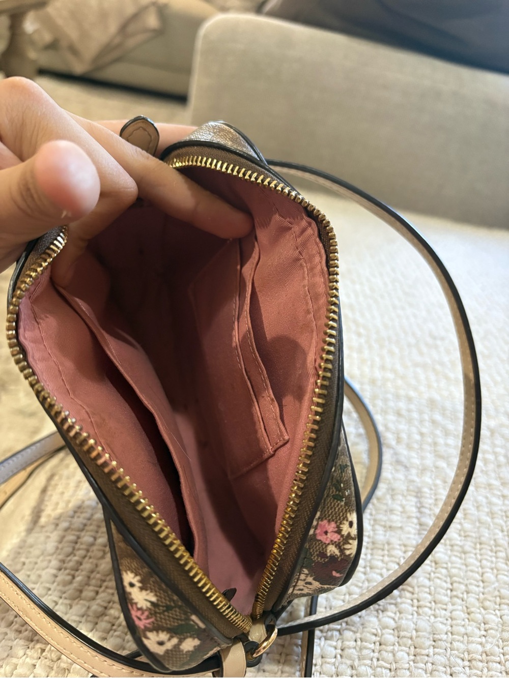 Coach Brown Signature Floral Crossbody with Pink Accents - Picture 5 of 7